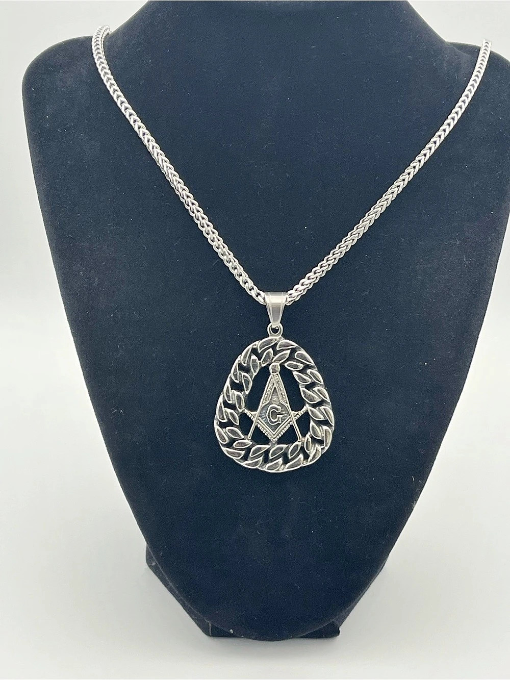 26”, Stainless Steel, Masonic Pendant and Franco Chain